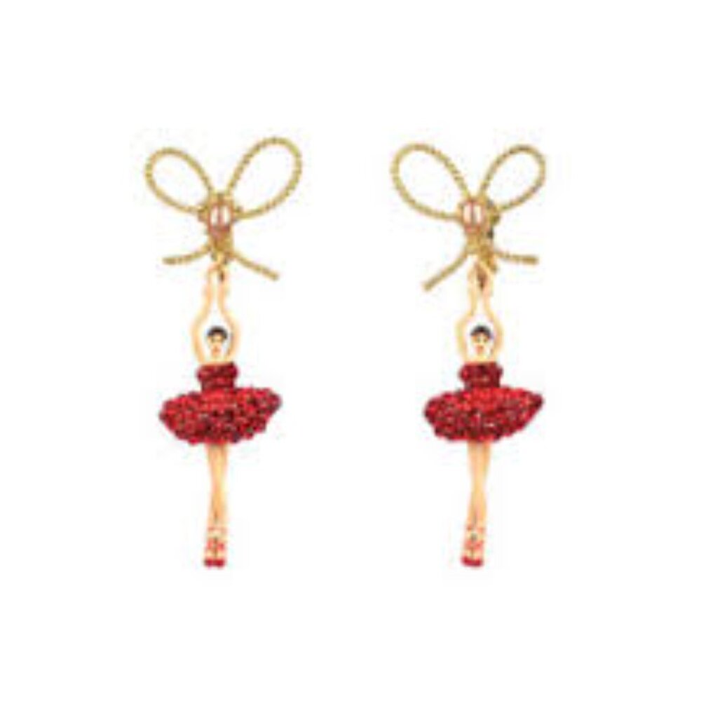 Les Nereides Red crystal star ballerinas Stud Earrings
